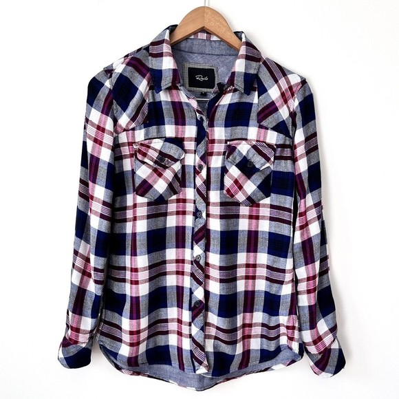 Rails Women Plaid Double Woven Tencel Blend Button Up Shirt Size S - Picture 1 of 10
